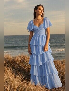 Cinderella Blue Tiered Maxi Dress | Size XL | NWT 💙✨